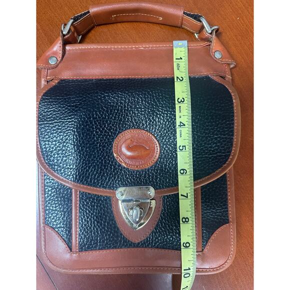 Vintage Dooney & Bourke All Weather Leather Satchel Black Tan Trim USA READ - Picture 8 of 9